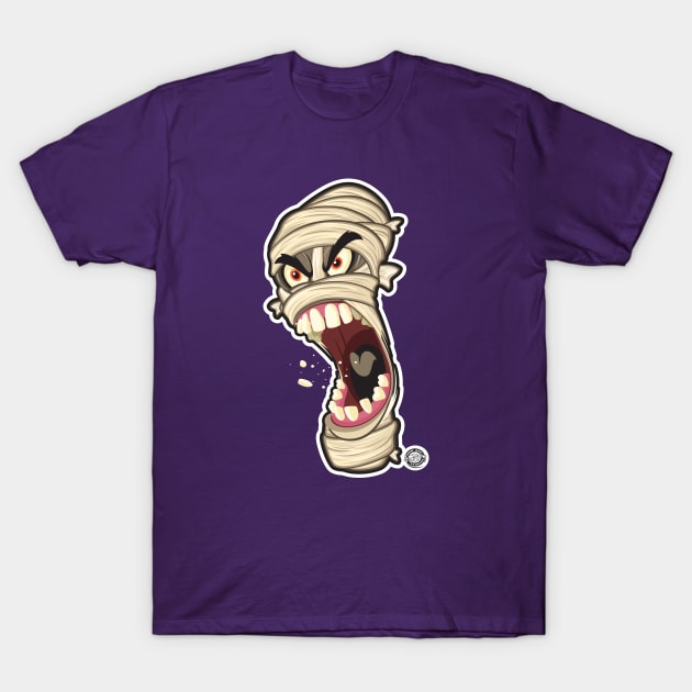 Halloween Mummy Angry Head Shot T-Shirt by Goin Ape Studios